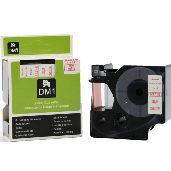DYMO 53715 D1 Tape 24mmx7m Red on White - Image 3