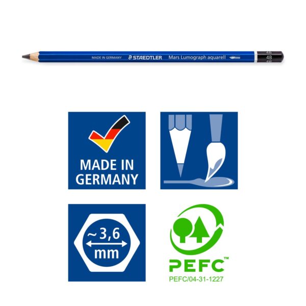 Mars® Lumograph® aquarell 100A Watercolour graphite pencil Set of 4 - Image 2