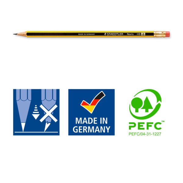 Noris® 122 Graphite pencil with eraser tip - Pack of 3 - Image 2
