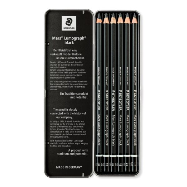 Mars® Lumograph® Black 100B Drawing Pencil - Set of 6 - Image 3