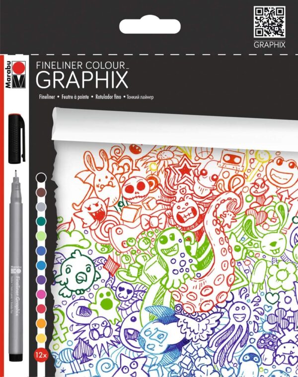 Marabu Fineliner Color Graphix - DOODLE SUPREME Set of 12 Colors