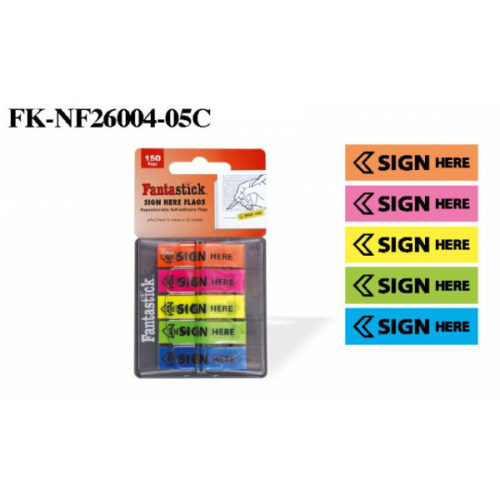 Fantastick Sign Here Flags 5 Color, FK-NF26004-05C