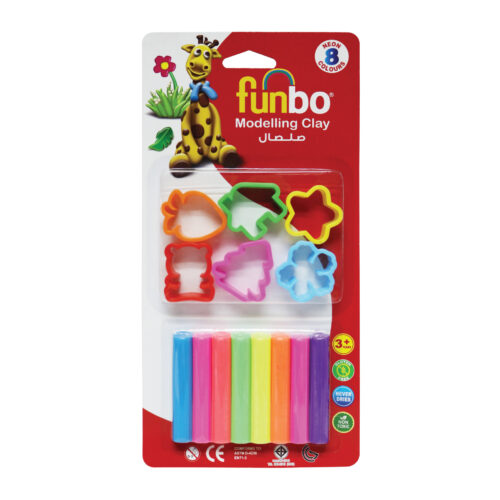 Funbo Modelling Clay 100g 8 Neon Colors + 6 Moulds, FO-MC-100-8+6M