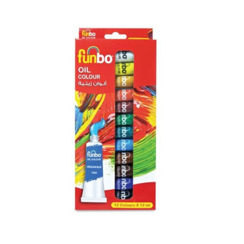 Funbo Oil Paint Set 12 color X 12ml Tubes, FO-OIL-1212