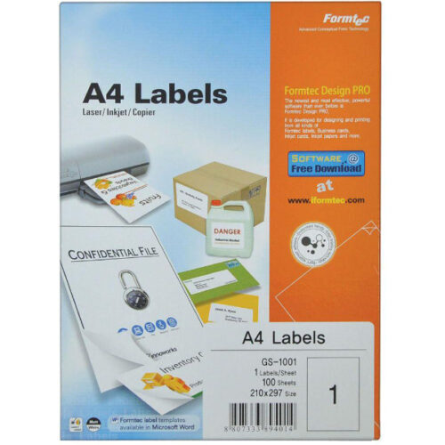Formtec Label 100, A4 Size - Box of 100 Sheet