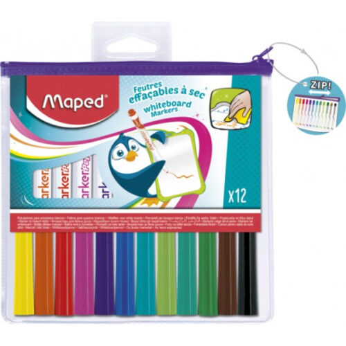 Maped Whiteboard Marker Zip Pouch MD-741817  - Set of 12 Colors