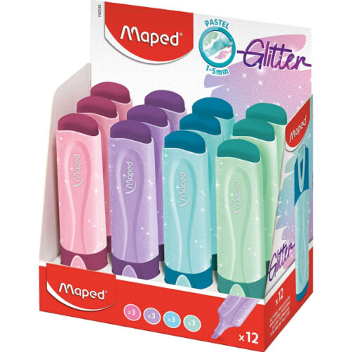 Maped Highlighter Pastel Glitter MD-742038 Box of 12 Pieces
