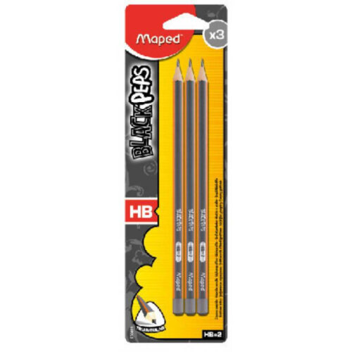 Maped Black Peps 3 x HB Pencil Blister, MD-850011