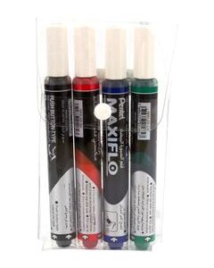 Pentel Maxiflo Whiteboard Marker Slim Chisel Assorted Colors PE-MWL6S-04C - Wallet of 4 Pieces