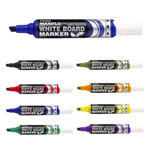 Pentel Maxiflo Whiteboard Marker Chisel Black + Blue, PE-MWL6-02AC