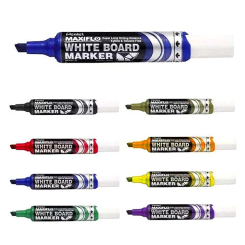 Pentel Maxiflo Whiteboard Marker Chisel Assorted Colors PE-MWL6-04L - Wallet of 4 Pieces