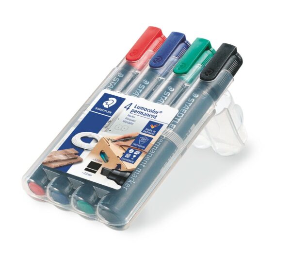 STAEDTLER® Lumocolor® Permanent Marker 350 Chisel Tip 2-5mm - Set of 4 Colors