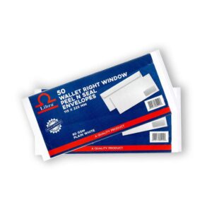 LIBRA White Envelope DL 80gsm, Wallet 115x225mm, Peel &Seal