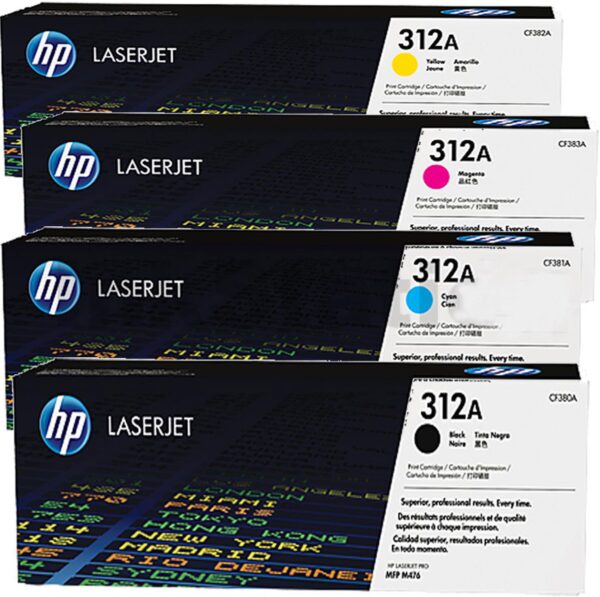 HP 312A Toner - Set of 4 Colors (CF380A, CF381A, CF382A & CF383A)
