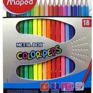 MAPED 18-Piece Color'Peps Colored Pencil Set in Metal Box, MD-832015, Multicolor