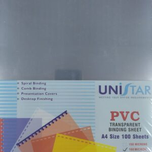 UNISTAR Binding Sheet A4 180mic - Clear
