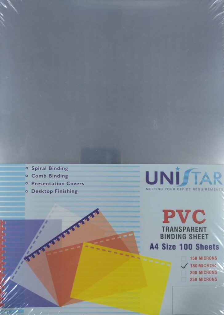UNISTAR Binding Sheet A4 180mic Clear Pentoink