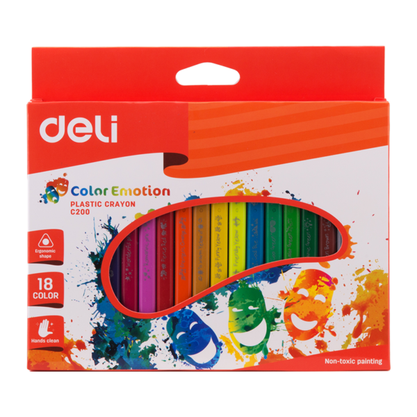 Deli Plastic Crayon 18 colors