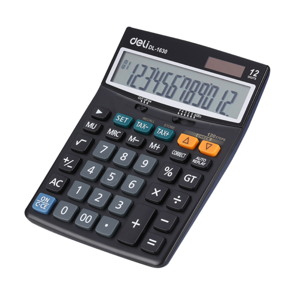 Deli Desktop Calculator Plastic-12 digits, 120 steps check, tax