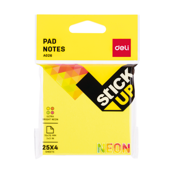 Deli Sticky Notes 76×76mm 3''×3'' 4*25 sheets