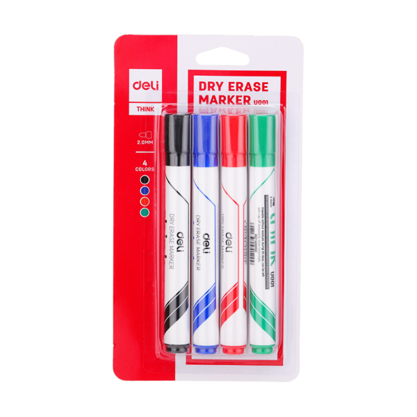 Deli Whiteboard Marker Bullet tip: 2.0mm4PCS/blister