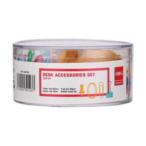Deli Desk Accessories Set Paper clip; Push pin; Binder clip