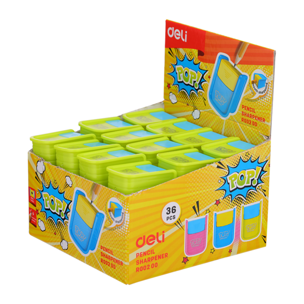 Deli Pencil Sharpener 1-hole w/canister36PCS/box