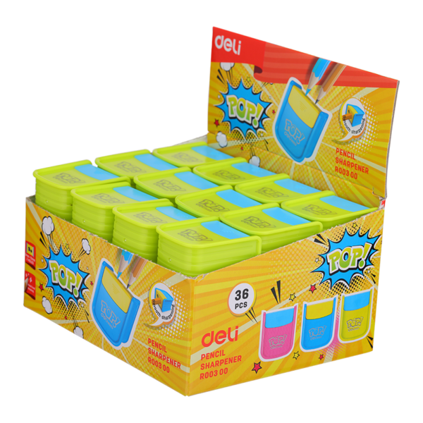 Deli Pencil Sharpener 2-hole w/canister36PCS/box