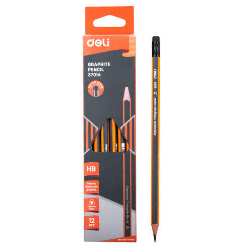 Deli Graphite Pencil HB w/eraser - Box of 12 Pcs